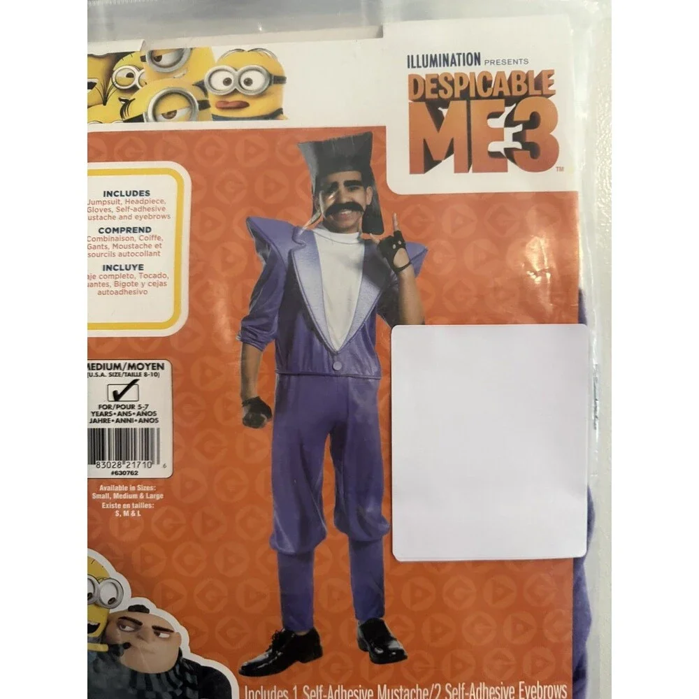 Despicable Me 3 Balthazar Bratt Costume Halloween Kids Size M 8-10 Years RARE